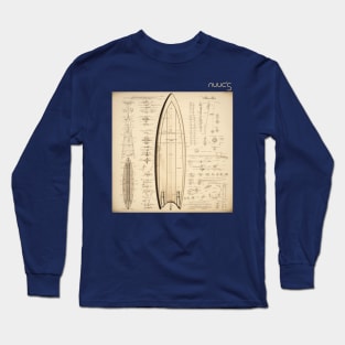 Graphic design of a surfboard technical diagram Long Sleeve T-Shirt